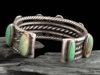 Navajo Ingot Four Stone Cuff Bracelet, ex. Teal McKibben Collection