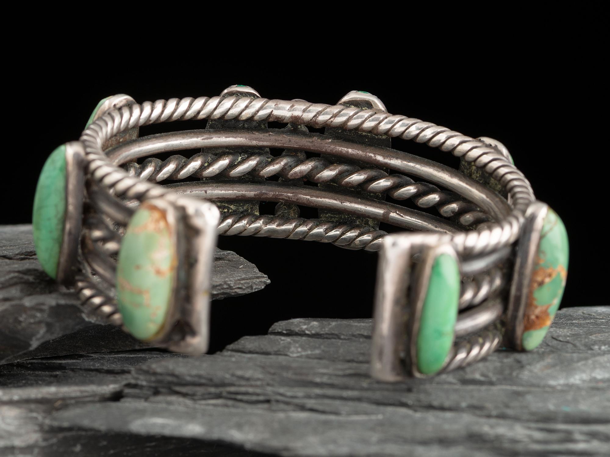 Navajo Ingot Four Stone Cuff Bracelet, ex. Teal McKibben Collection
