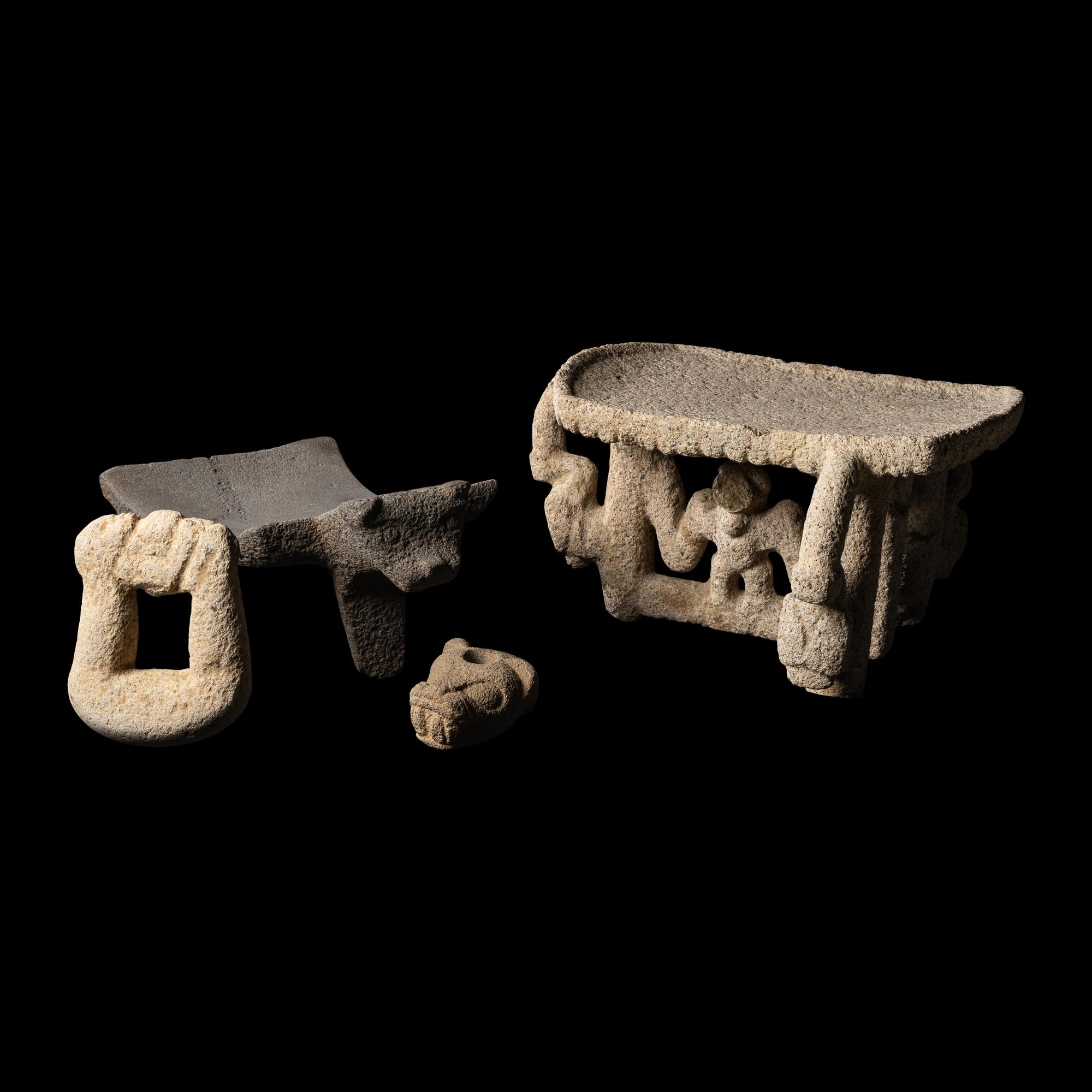 Four Costa Rican Volcanic Stone Items