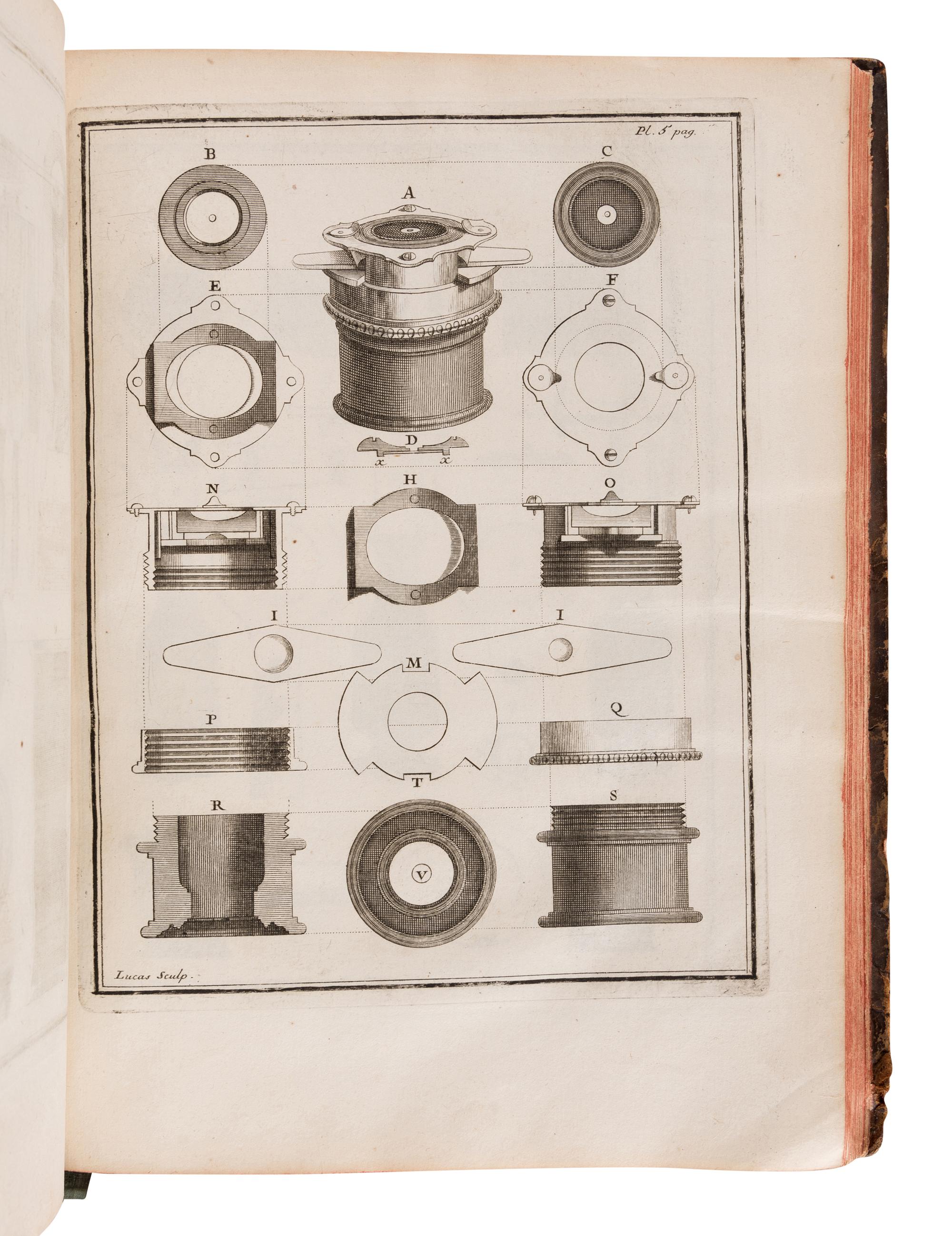 JOBLOT, Louis (1645-1723). Descriptions et usages de plusieurs nouveaux microscopes, tant simples que composez, avec des nouvelles observations faites sur une multitude innombrable d'insectes, & d'autres animaux de diverses especes, qui naissent dans les liqueurs preparees, & dans celles qui ne le sont point . Paris: Jacques Collombat, 1718.
