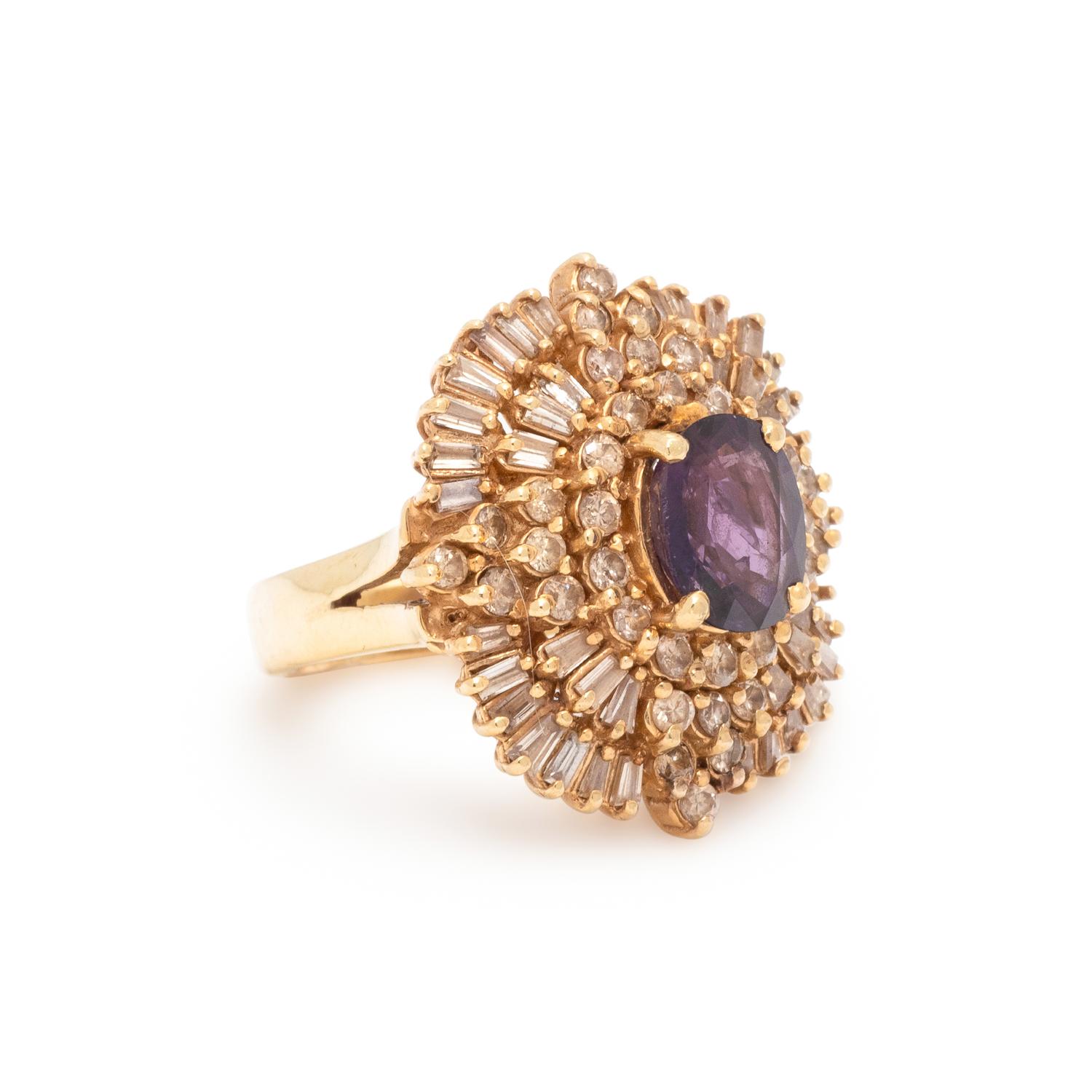 COLOR CHANGE SAPPHIRE AND DIAMOND RING
