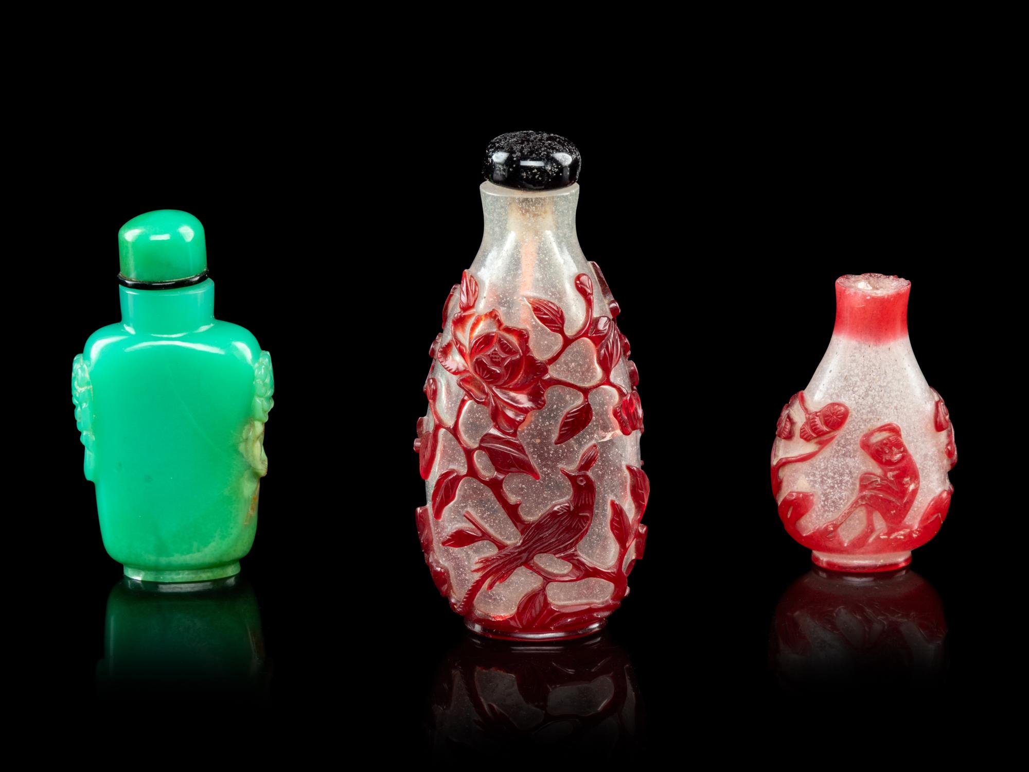 Three Chinese Glass Snuff Bottles