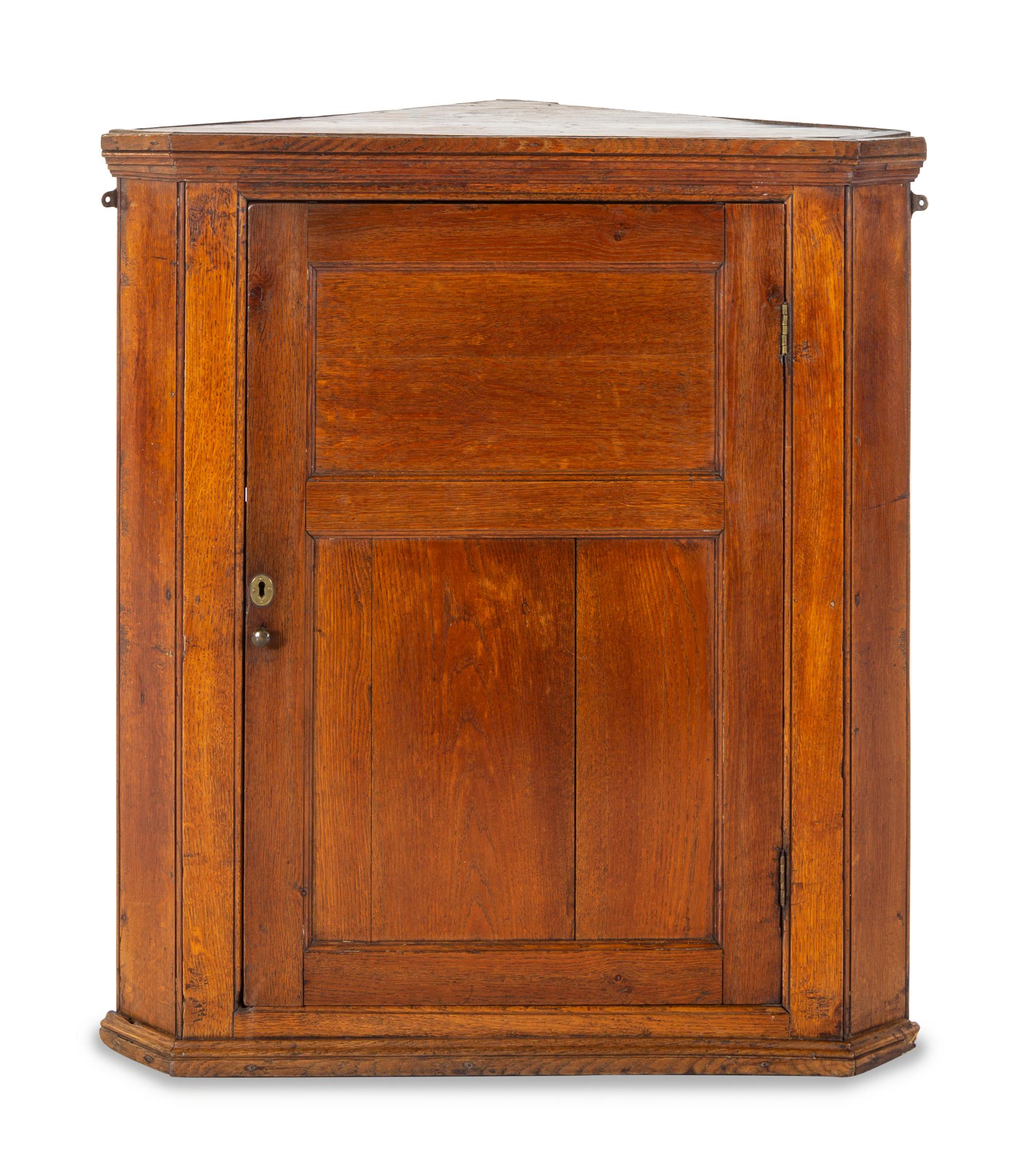 A George III Oak Hanging Corner Cupboard