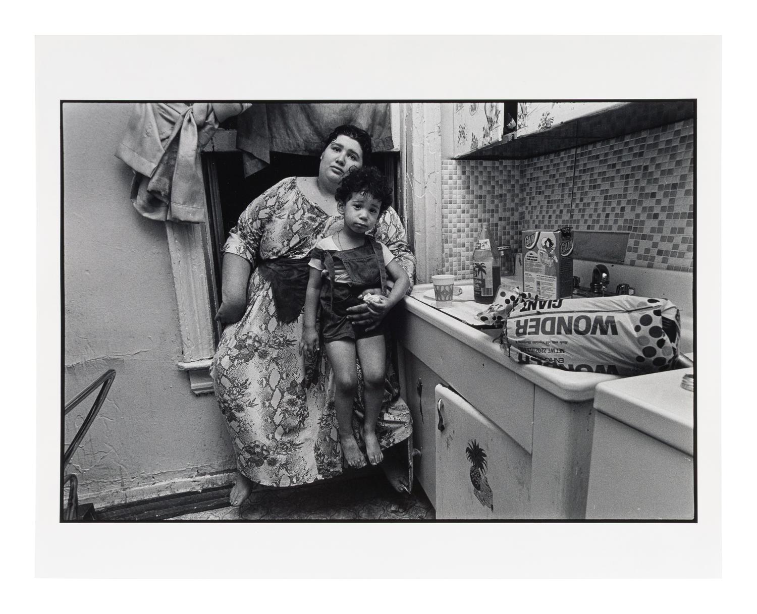 Gladys in Kitchen Window with Boy, Brooklyn , 1978; printed ca. 1978