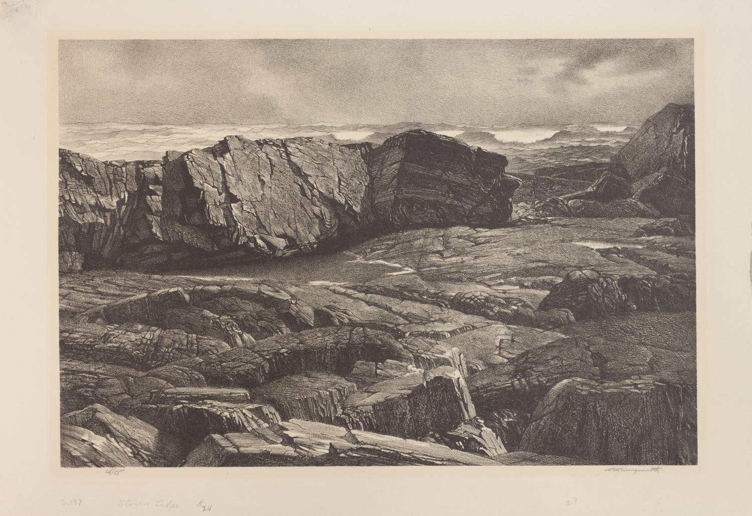 A group of three prints of Ogunquit, Maine ( Cat Boat , 1951; Fog From the Sea , 1951; Storm Ledge , 1950)