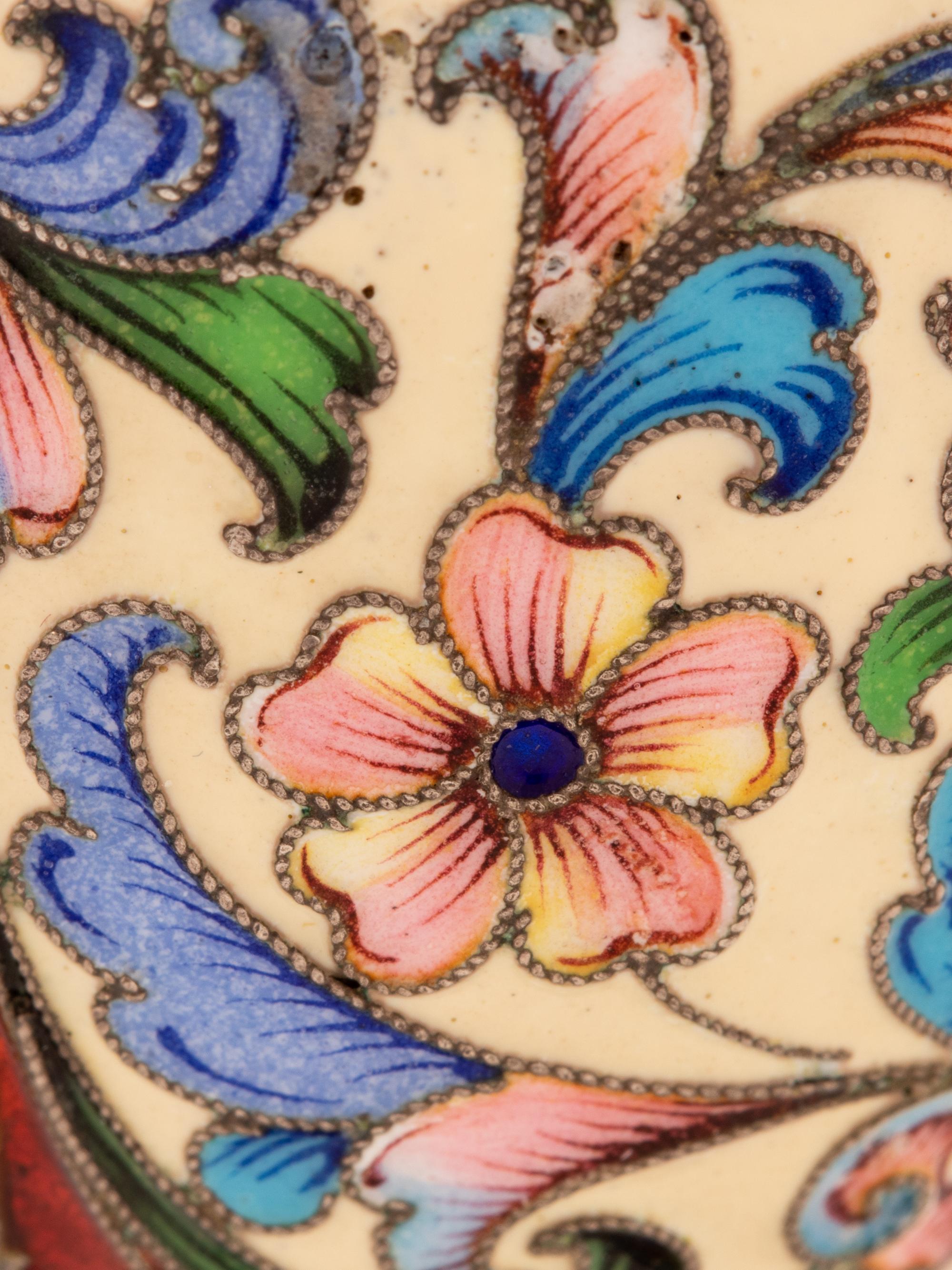 An Unusual Russian Enameled Silver Convertible Egg-Form Double Cordial Glass