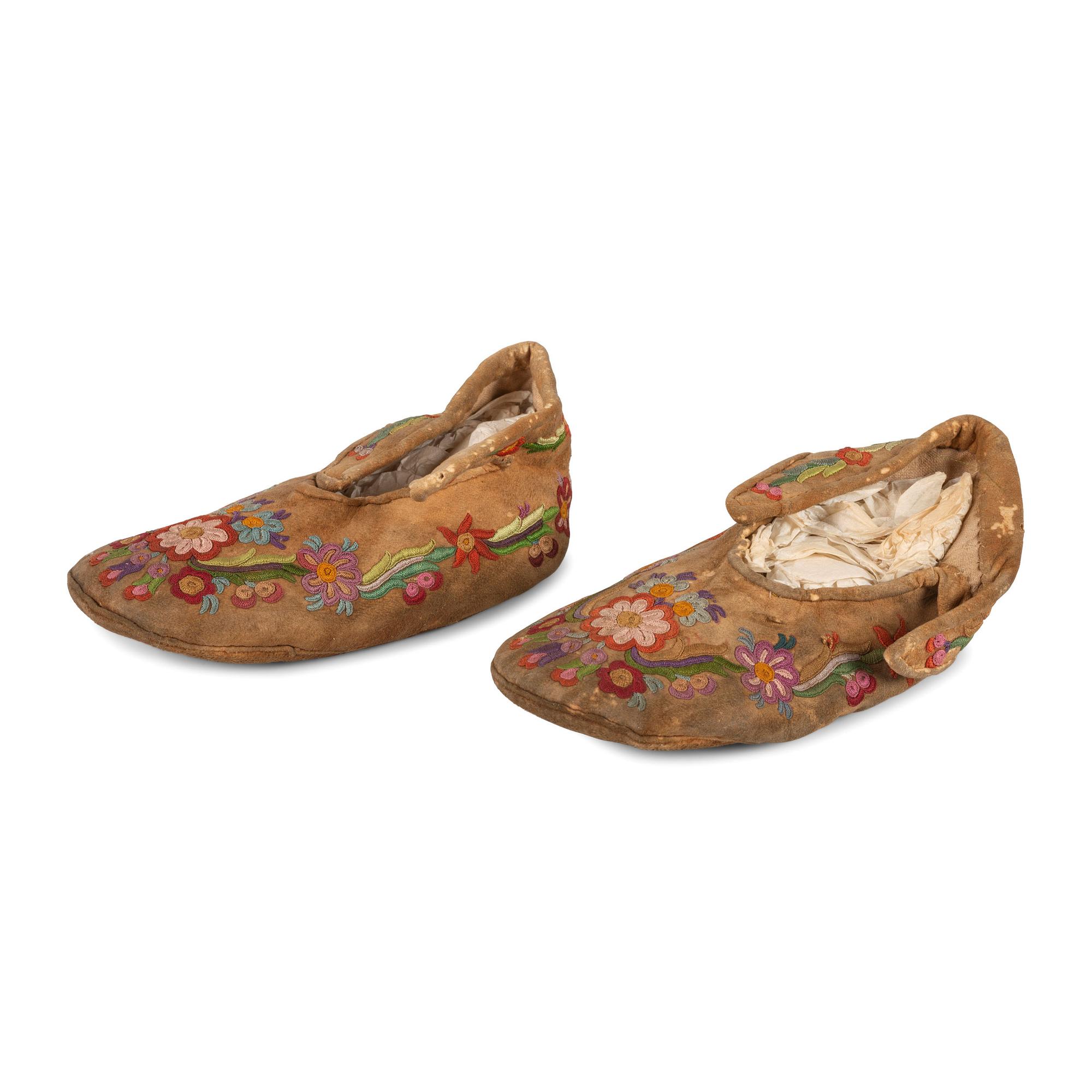 Athapaskan Deer Fur Belts, Armbands, AND Child's Embroidered Moccasins