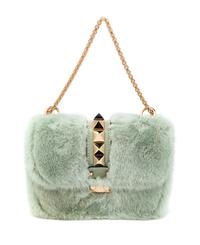 Valentino Handbag in Green Fur and Leather, 1990-2000s