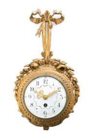 A French Giltwood Wall Clock, Height 14 3/8 inches.