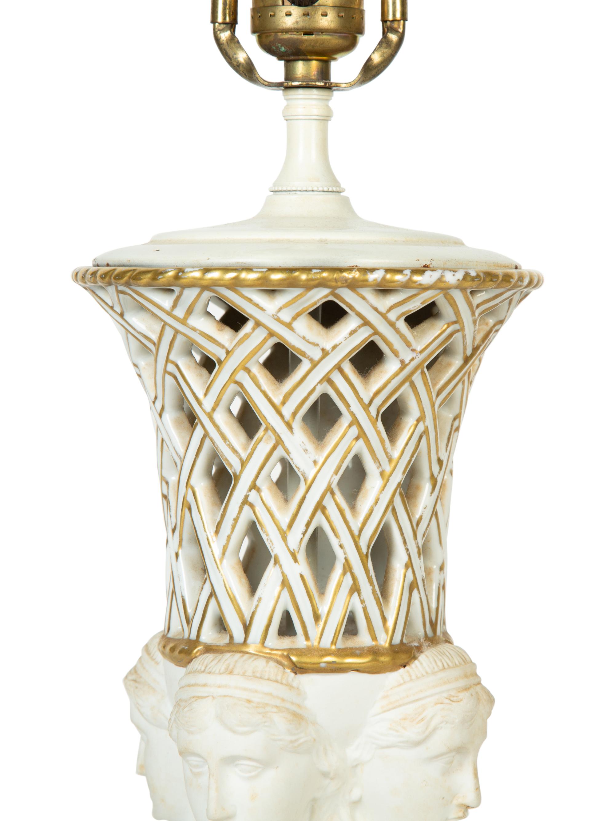 A White-Glazed Ceramic Figural Lamp