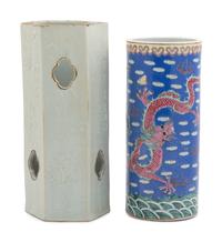 Two Chinese Porcelain Hat Holders