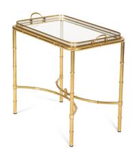 A Regency Style Brass and Glass Tray-Top Side Table