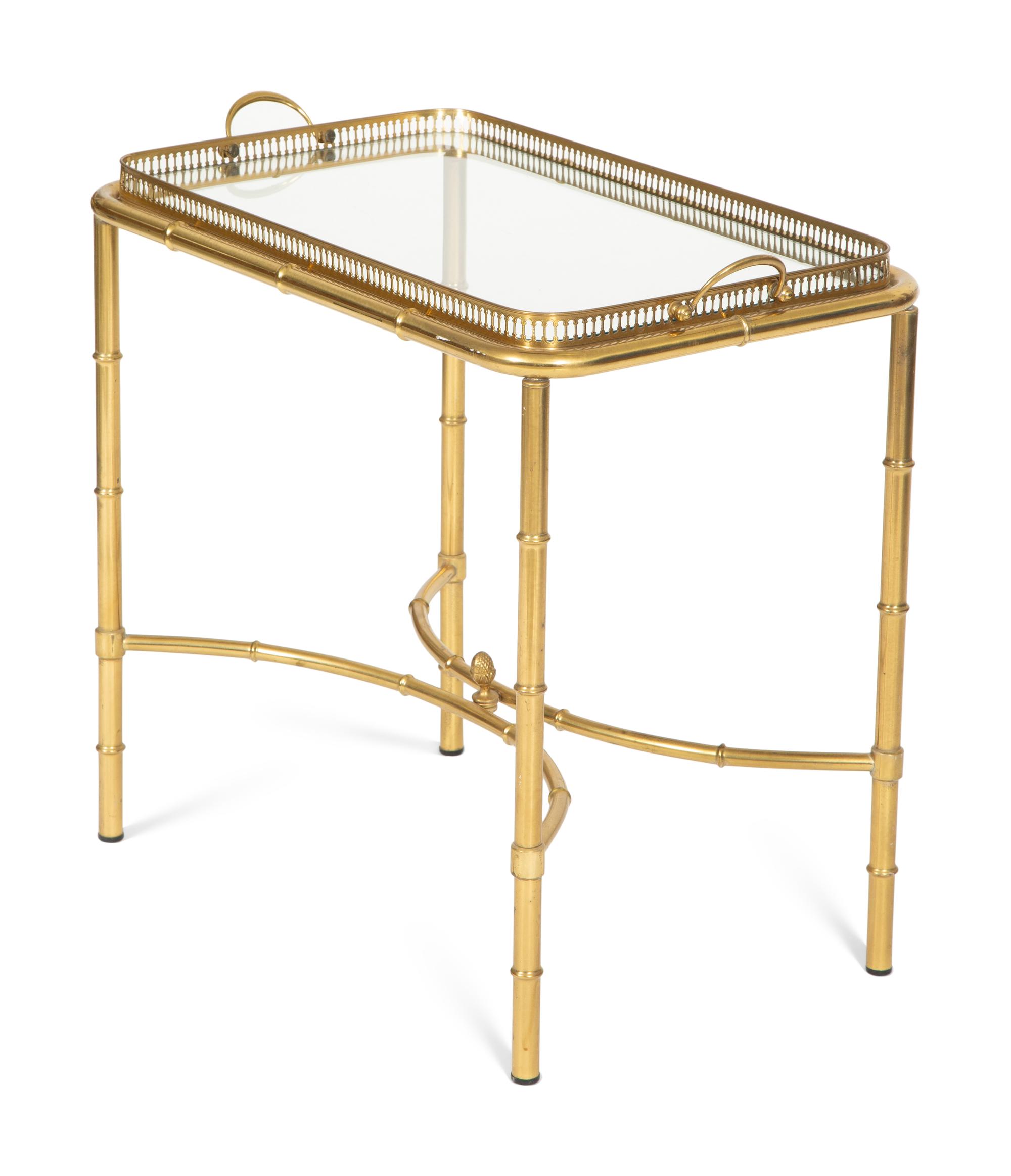 A Regency Style Brass and Glass Tray-Top Side Table