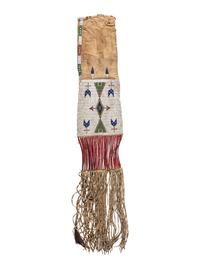 Sioux Beaded Hide Tobacco Bag, with American Flags