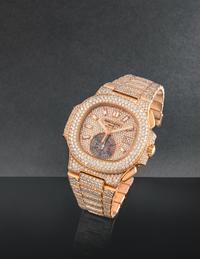 PATEK PHILIPPE, 18K ROSE GOLD AND DIAMOND REF. 5980-1 'NAUTILUS' WRISTWATCH