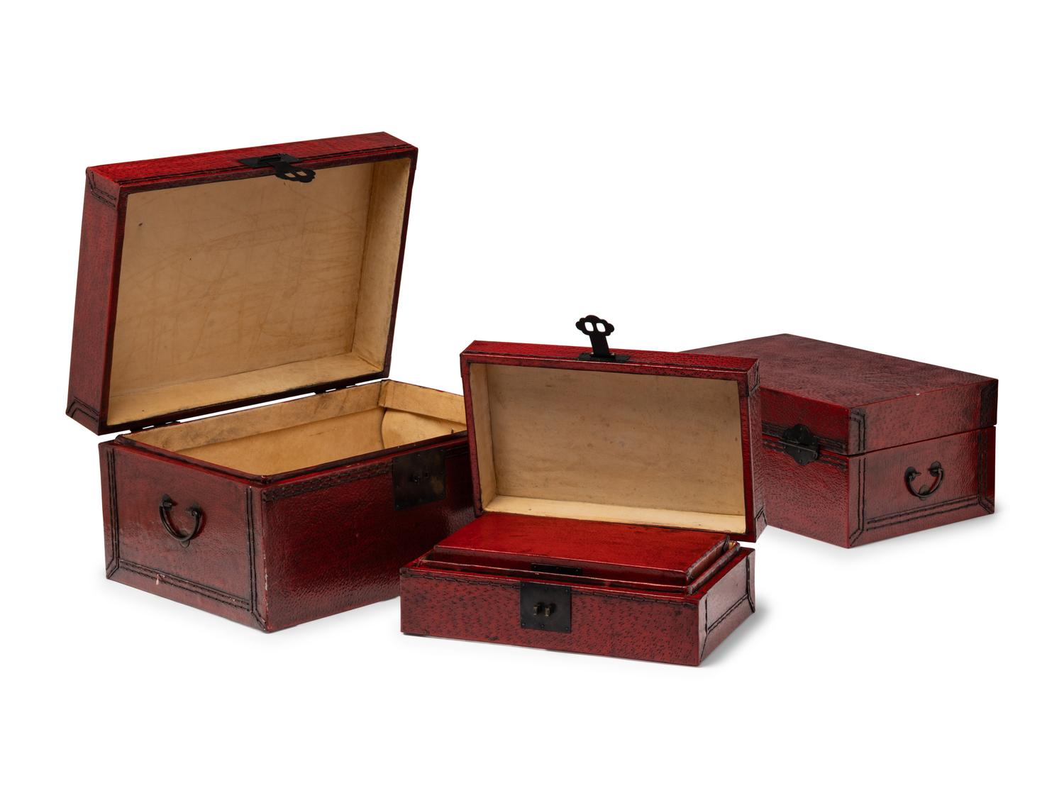 Four Red Lacquer Boxes