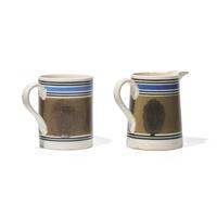 Two Mochaware Items with "Seaweed Decoration"