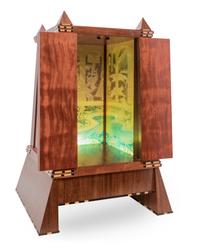 Mystery on the Nile , 1987 Cabinet with Illuminated Glass Interior produced in collaboration with Parker McComas