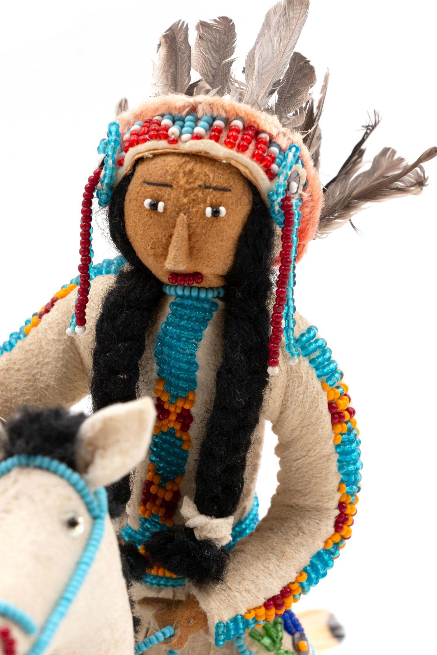 Plateau Beaded Hide Dolls, on Horseback