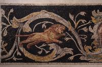 A Roman-Style Polychrome Mosaic Panel with a Bearded Head and Two Animals