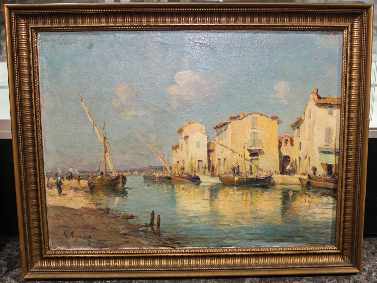 V. Munoyo, (20th Century), A Port Scene in the South of France