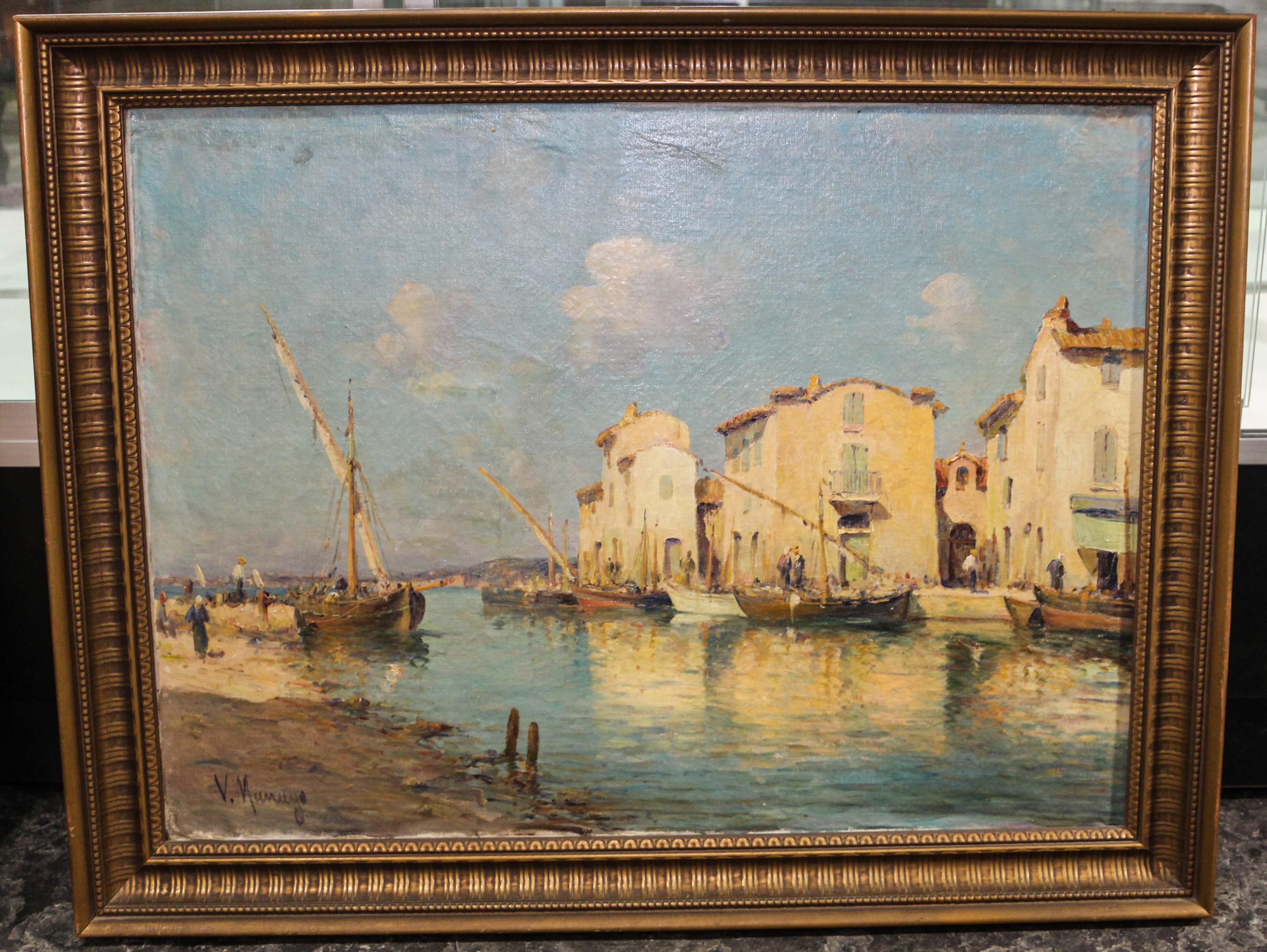 V. Munoyo, (20th Century), A Port Scene in the South of France