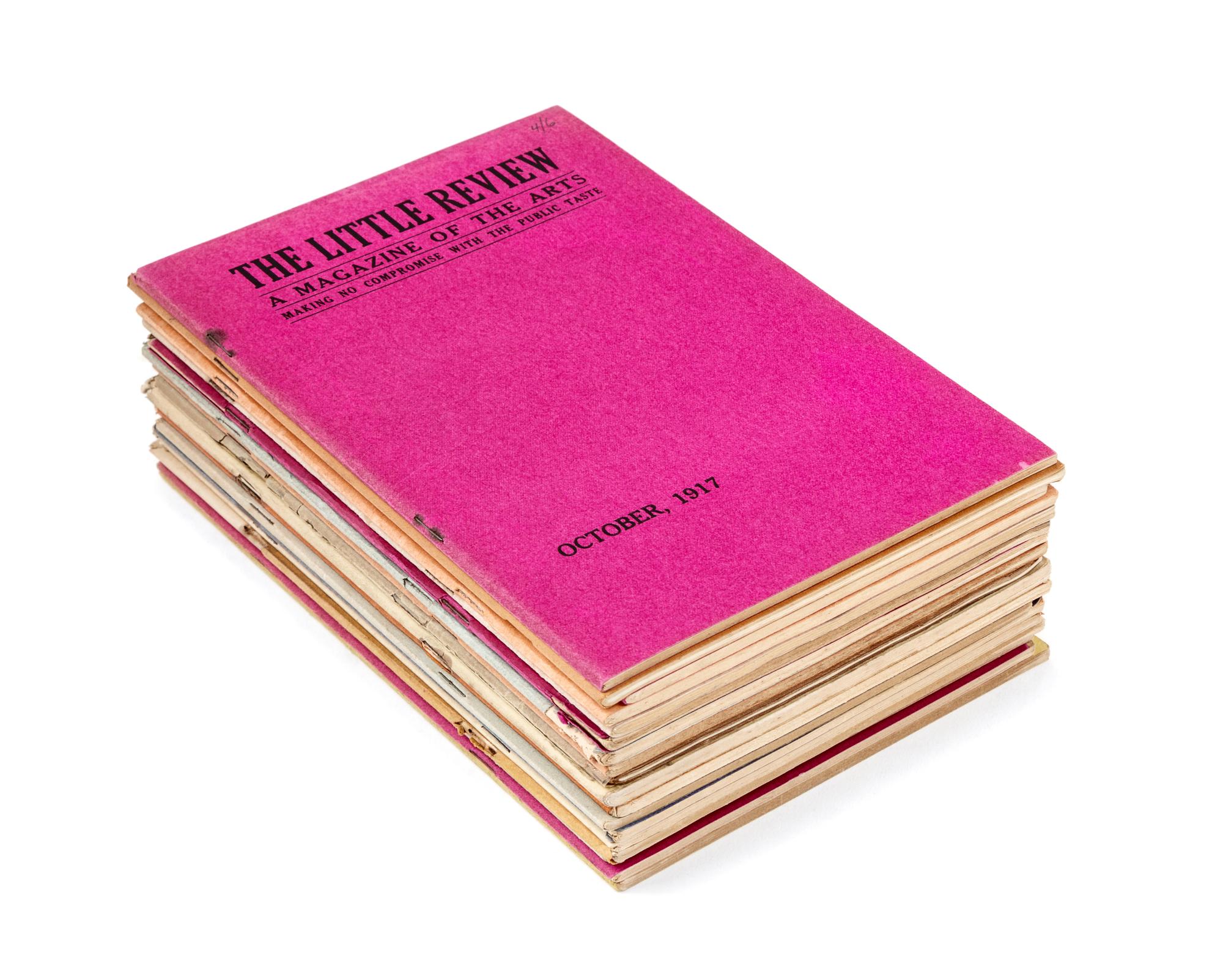[THE LITTLE REVIEW]. ANDERSON, Margaret, editor. POUND, Ezra, editor. HEAP, Jane, editor. The Little Review . Vol. I, No. 1 through Vol. XII, No. 2. Chicago, New York, and Paris: 1914-1929.