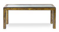 A Bernard Rohne Brass Veneered Center and End Table Height 26 1/2 x width 64 x depth 18 1/4 inches.