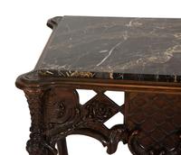 An Italian Rococo Style Carved Black Walnut Marble Top Side Table