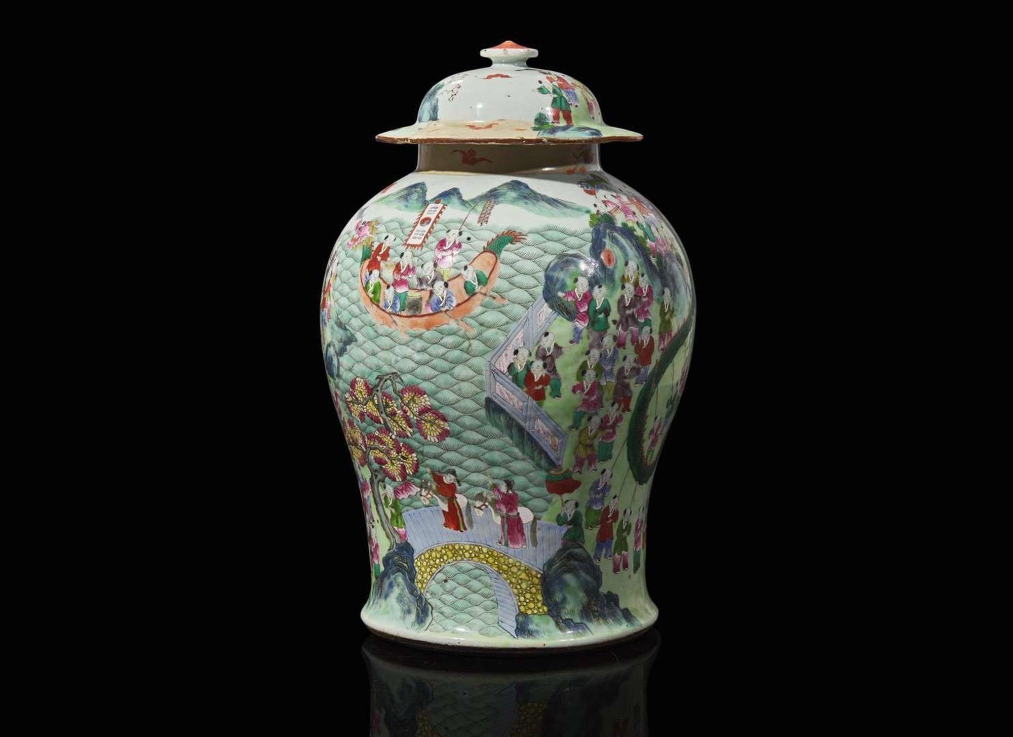 A Chinese famille rose decorated "Boys" jar and cover, Qing dynasty, 19th to early 20th century 粉彩百子蓋罐 清 十九世纪