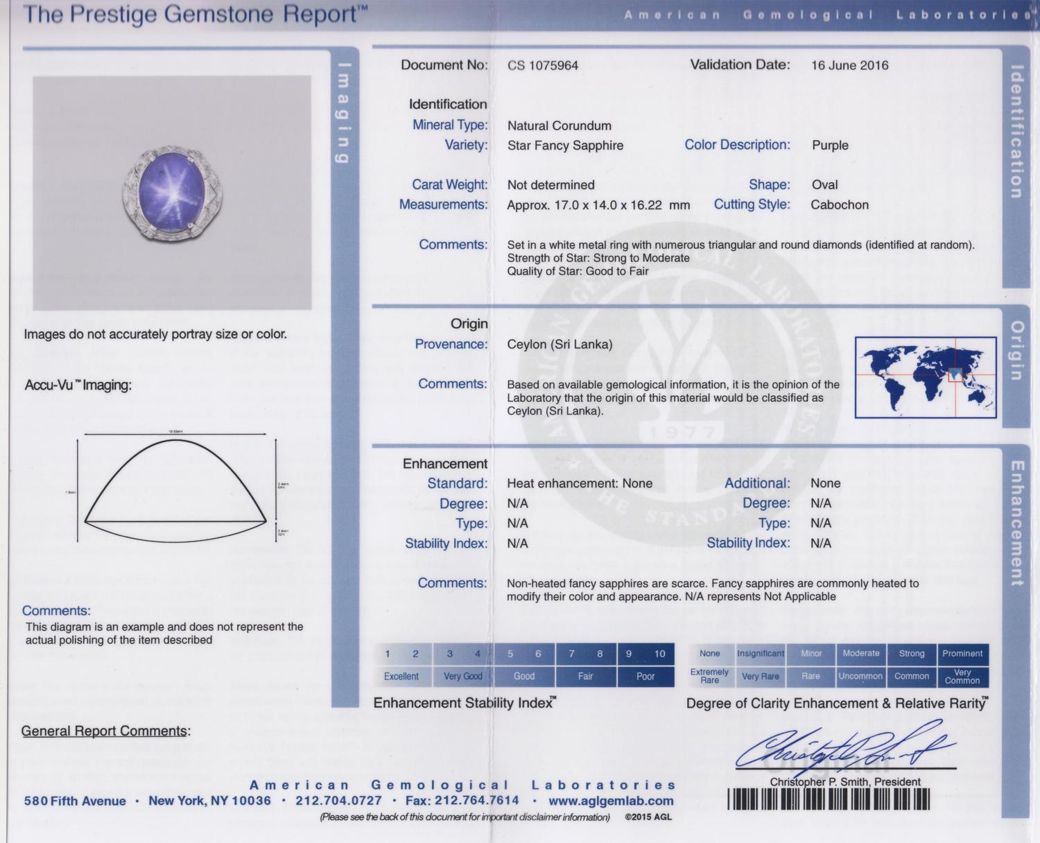 A Platinum, Purple Star Sapphire and Diamond Ring, 11.80 dwts.