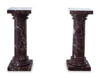 A Pair of Rouge Marble Pedestals