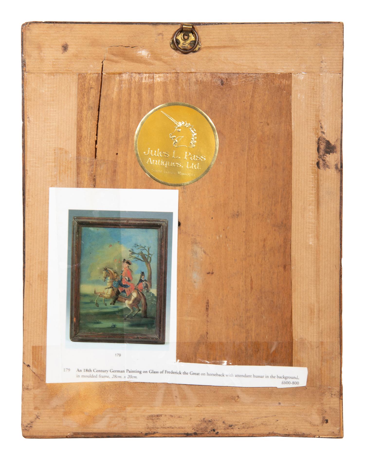 A German Reverse-Painted Glass Panel Depicting Frederick the Great