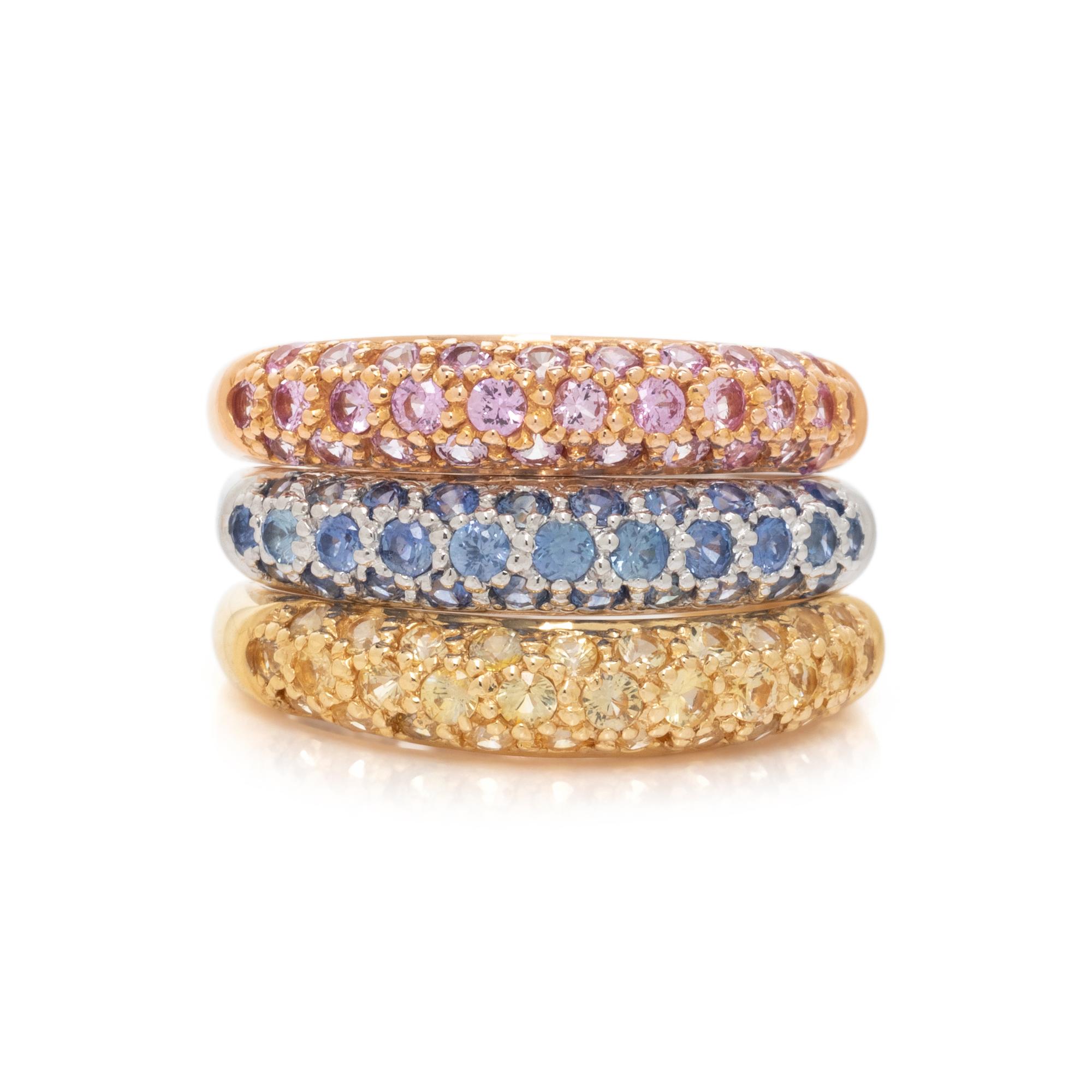 COLLECTION OF MULTICOLOR SYNTHETIC SAPPHIRE RINGS