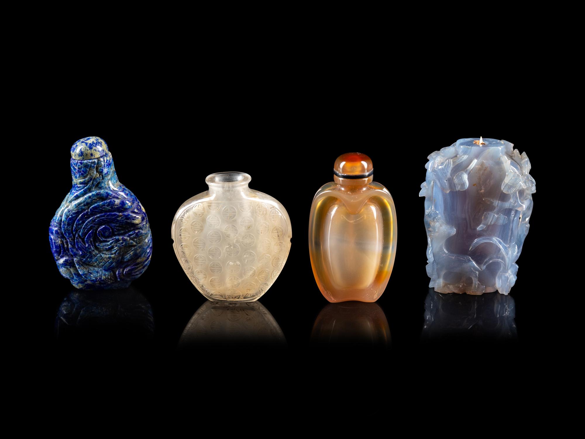 Four Chinese Hardstone Snuff Bottles