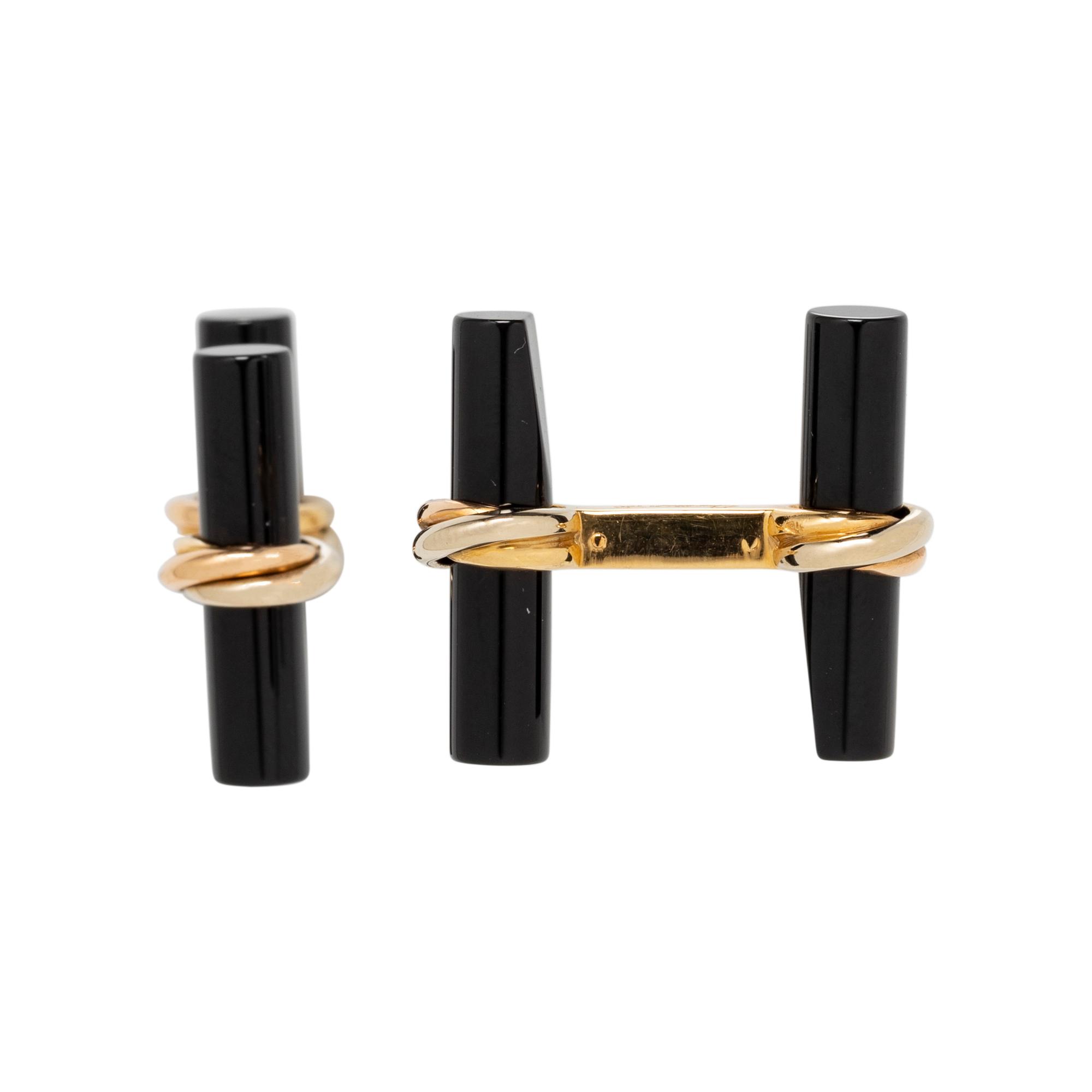 CARTIER, ONYX CUFFLINKS