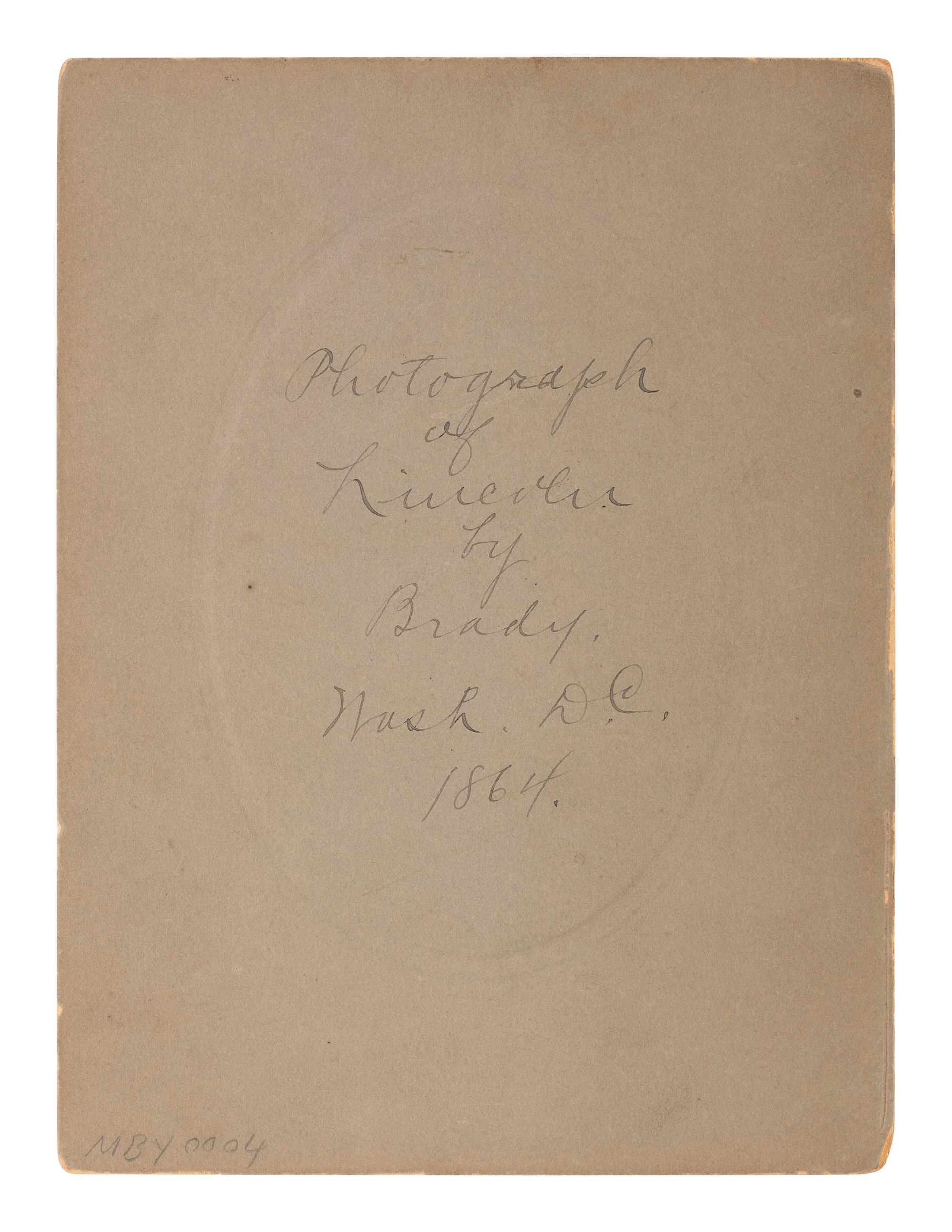 Abraham Lincoln [BERGER, Anthony (1832-1906), photographer]. Five-dollar-bill portrait of Abraham Lincoln. Printed ca 1900.