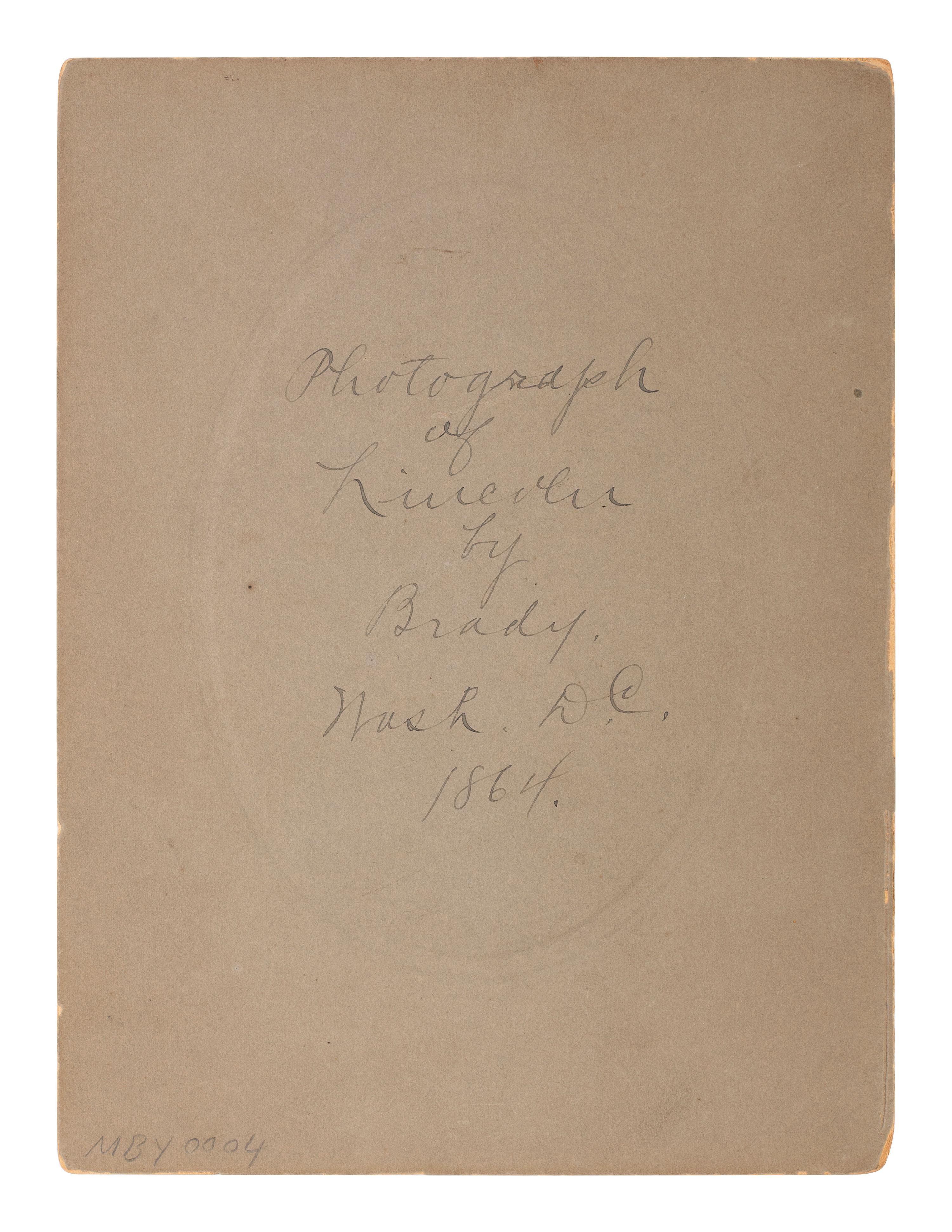 Abraham Lincoln [BERGER, Anthony (1832-1906), photographer]. Five-dollar-bill portrait of Abraham Lincoln. Printed ca 1900.