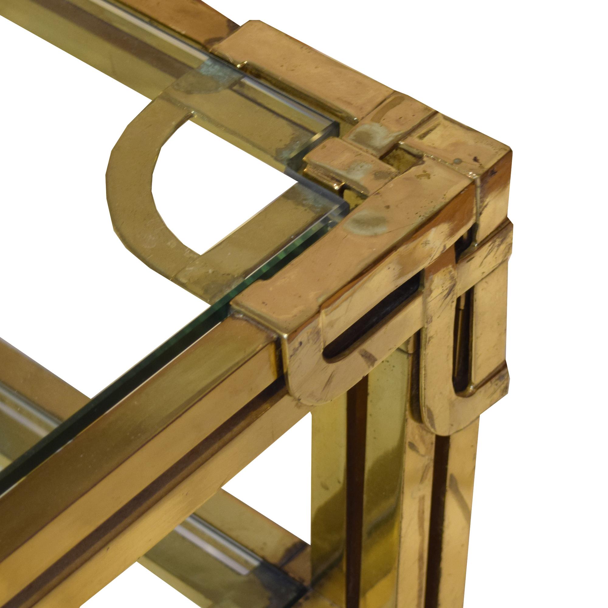 A Brass and Glass Cocktail Table 27.75" W x 27.75" D x 18.75" H — France, 20th Century