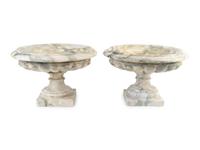 A Pair of Italian Variagated Marble Campana-form Urns — 19TH/20TH CENTURY