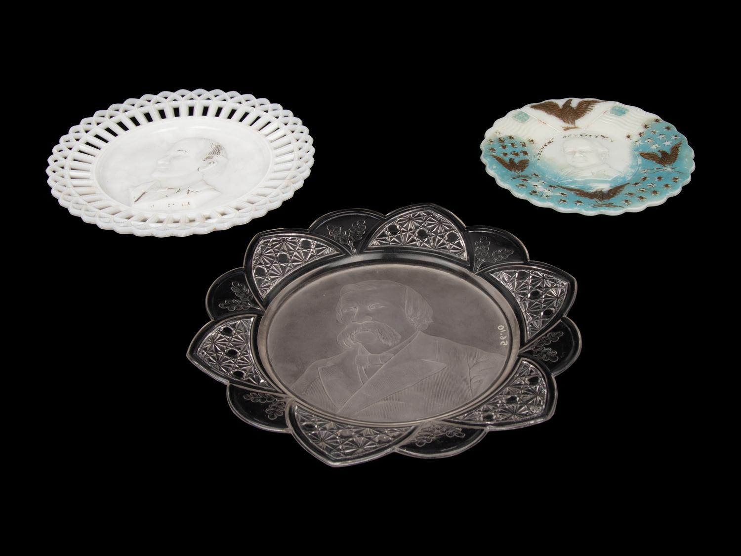 Two William Jennings Bryan Glass Campaign Dishes