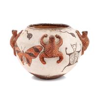 Zuni Frog Pottery Jar, with Painted Butterflies and Tadpoles