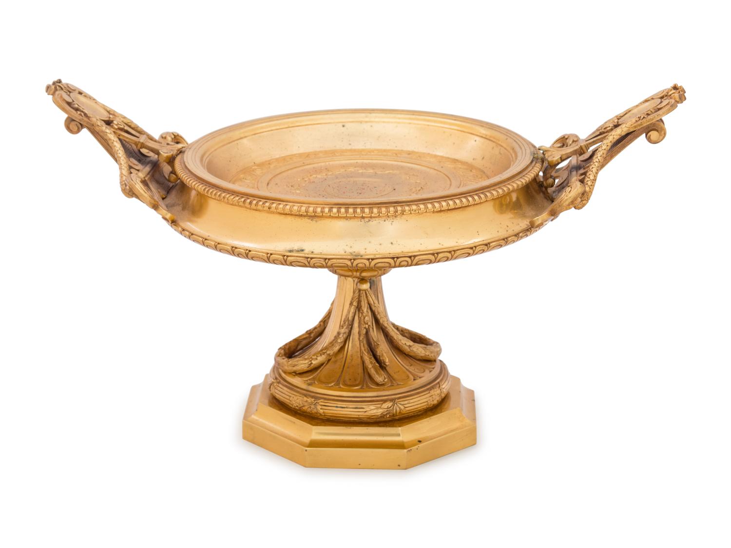 A Continental Gilt Bronze Tazza