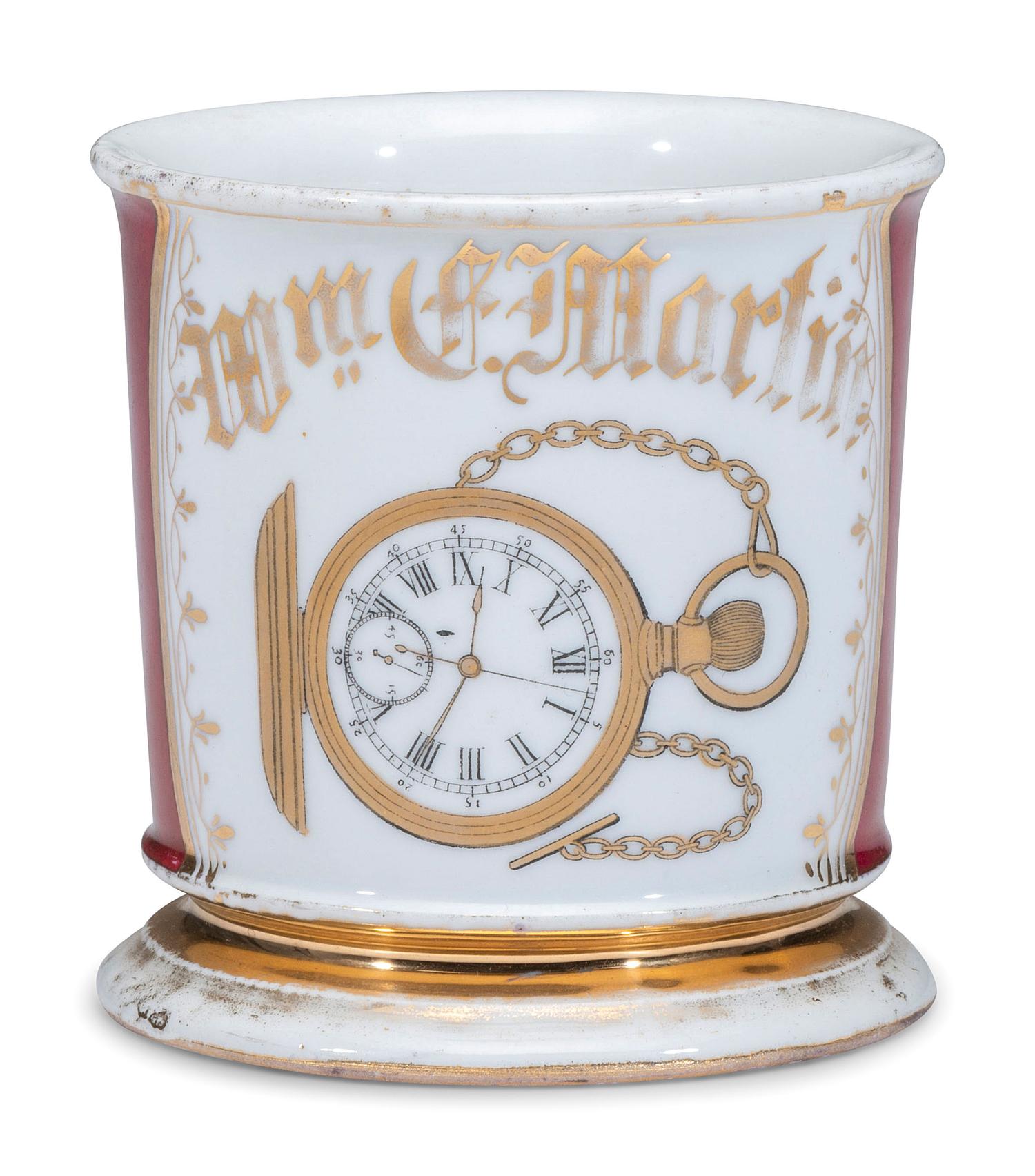 A Watchmaker's Porcelain Occupational Shaving Mug