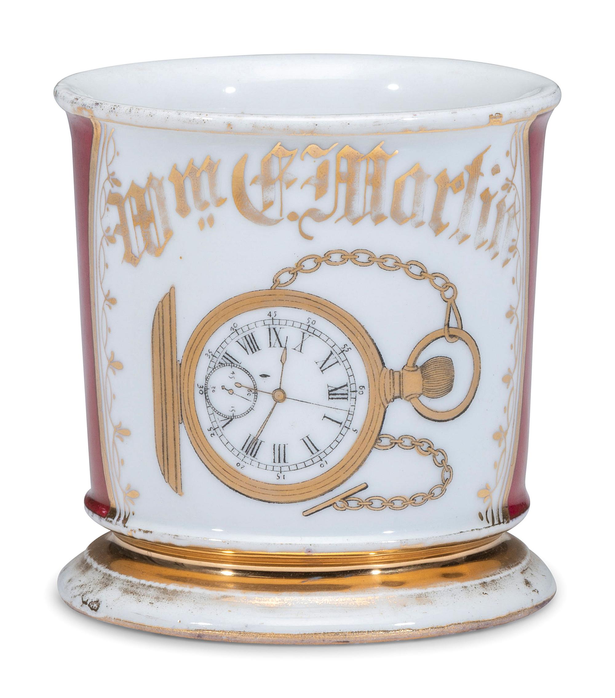 A Watchmaker's Porcelain Occupational Shaving Mug