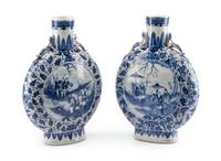 A Pair of Chinese Porcelain Pilgrim Jars Height 14 1/2 inches.