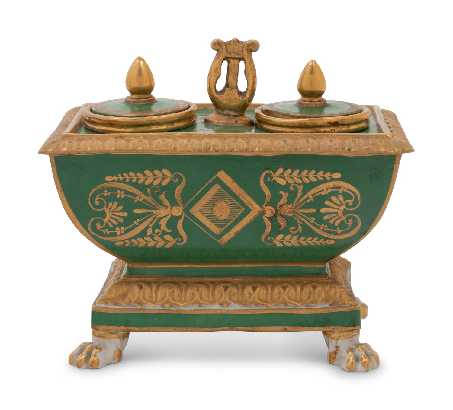 An Empire Style Paris Porcelain Inkwell
