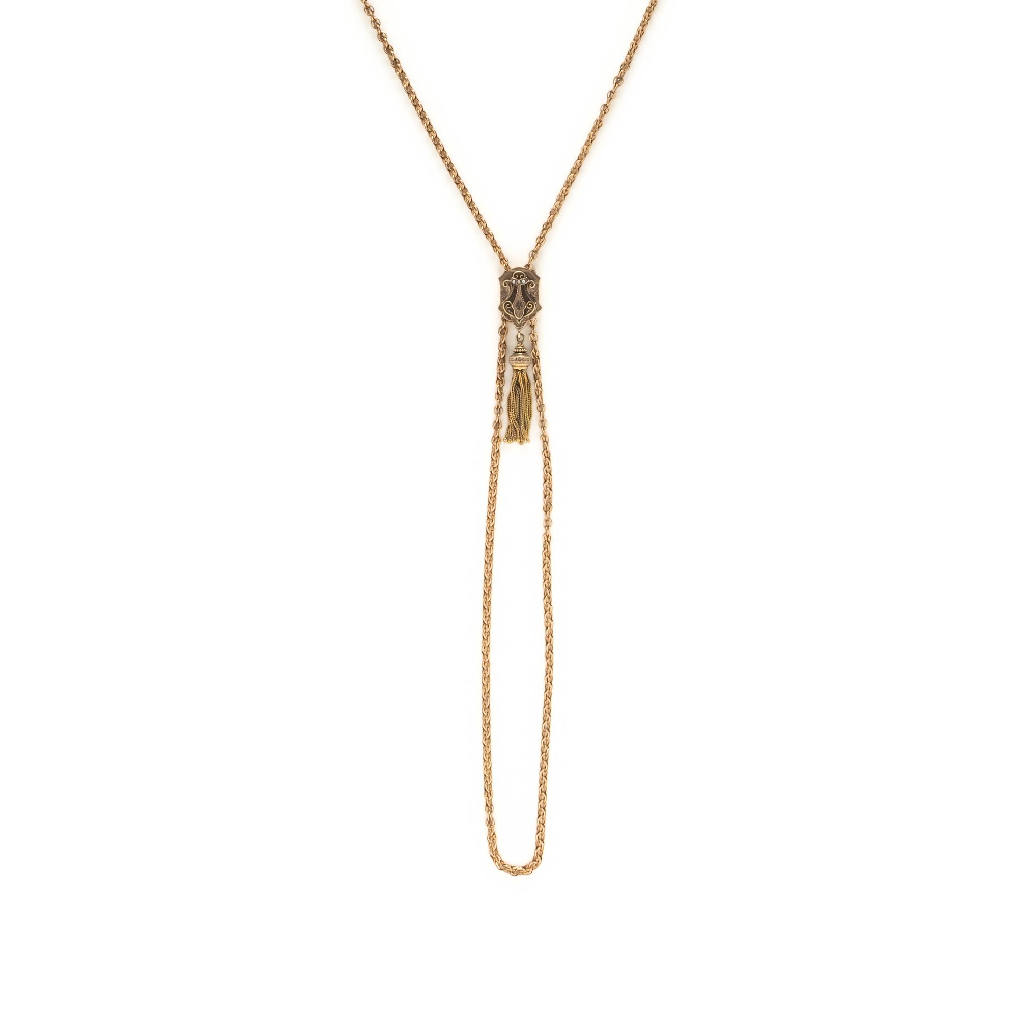 VICTORIAN, YELLOW GOLD SLIDE NECKLACE
