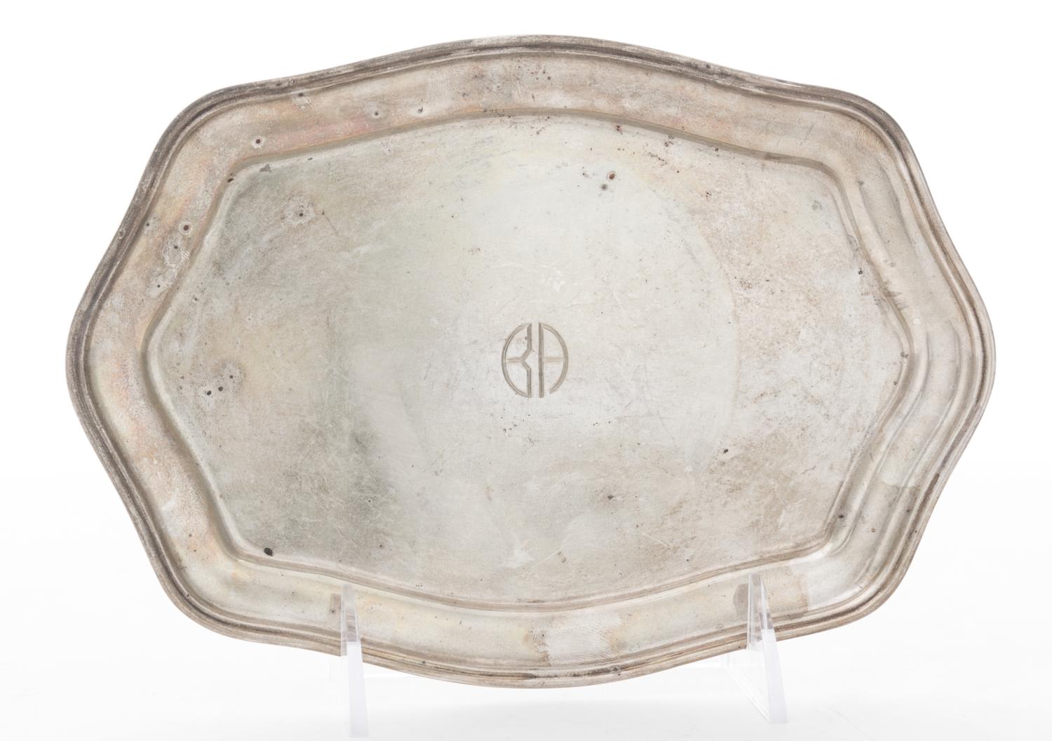 An Small American Silver Tray, Whiting Mfg. Co., New York, NY, 20th Century, the center engraved with the initials AB.