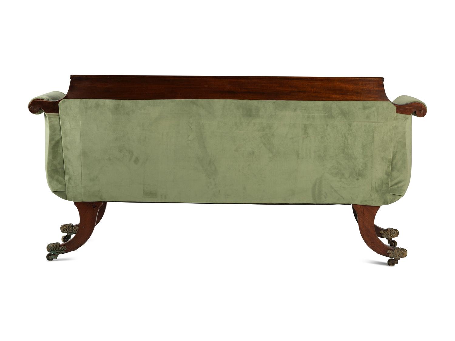 A Classical Velvet Upholstered Mahogany Sofa